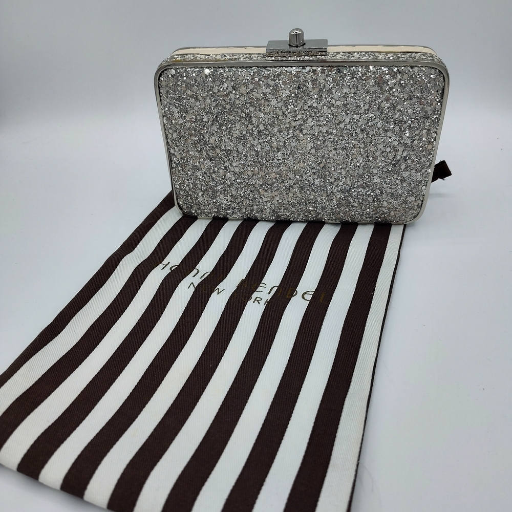 Henri Bendel Glitter Croc Embossed Box Clutch Crossbody Bag w/ Dust Bag